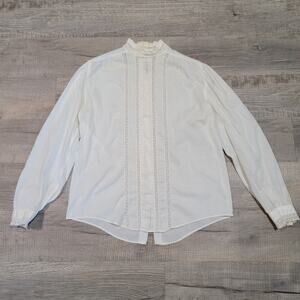 Penelope Allen VTG Cotton Lacey Blouse Coquette Cottagecore Edwardian Victorian